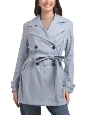 BAGATELLE COLLECTION Striped Double Breasted Soft Trench Coat